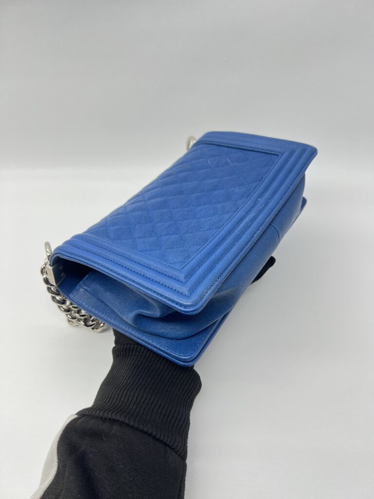 Chanel Boy Medium 25 Blue Caviar SHW