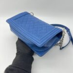 Chanel Boy Medium 25 Blue Caviar SHW