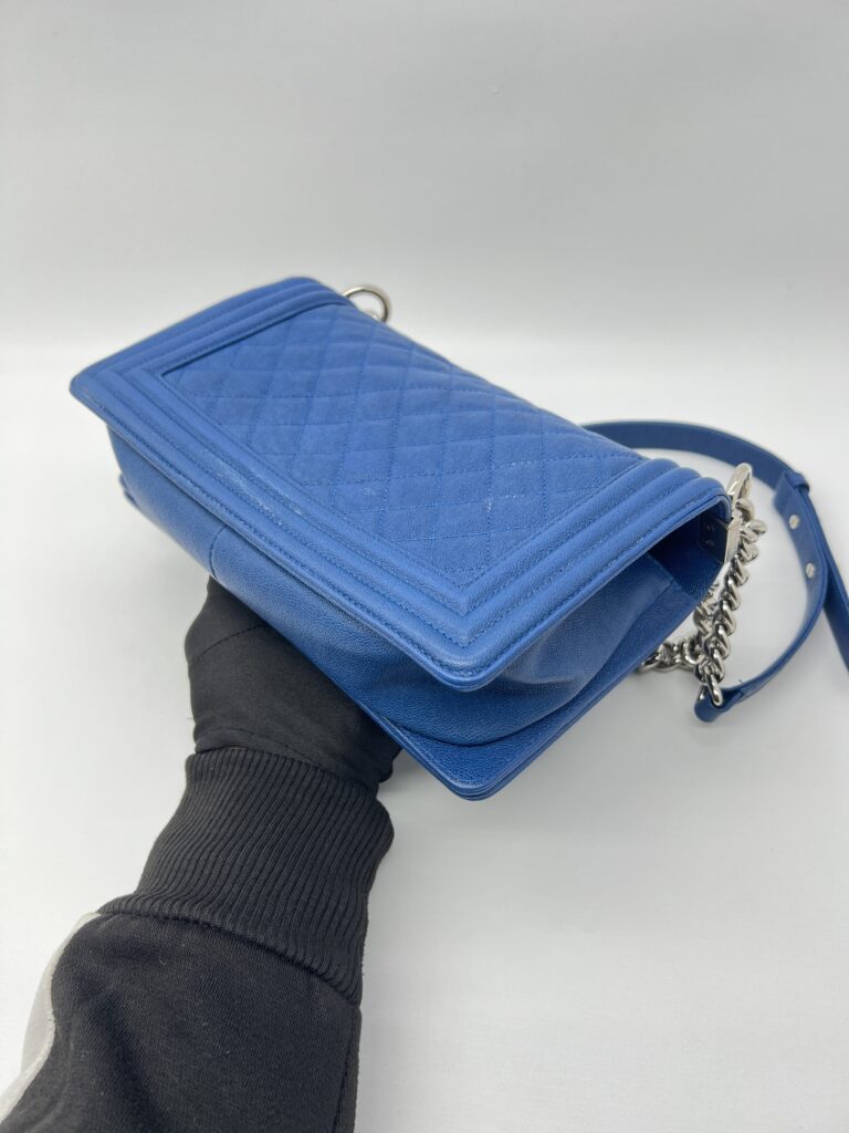 Chanel Boy Medium 25 Blue Caviar SHW