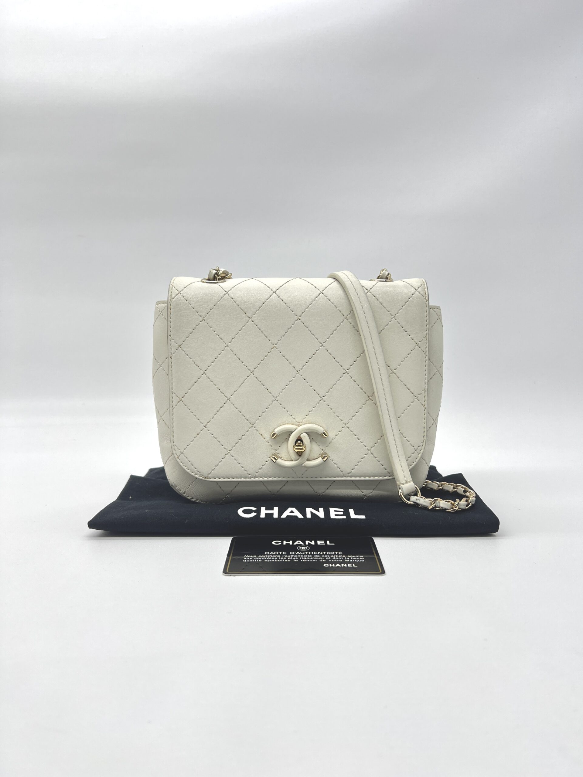 Chanel CC Case Flap Calfskin White GHW