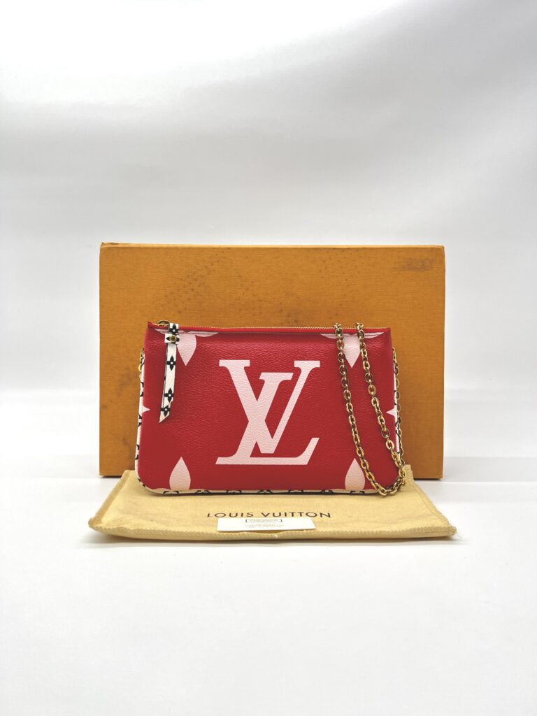 Louis Vuitton Pochette Double Zip Monogram Red Pink GHW