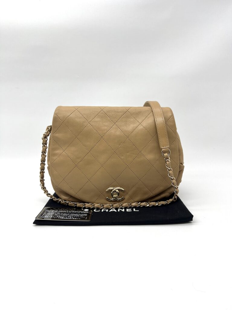 Chanel Round Chain Flap Camel Brown GHW