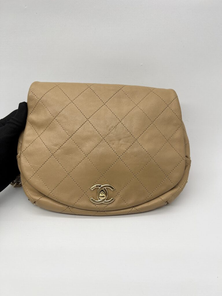 Chanel Round Chain Flap Camel Brown GHW