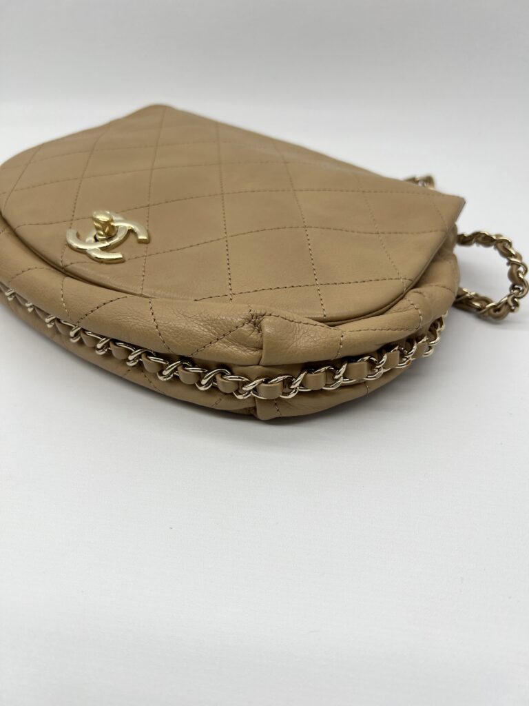 Chanel Round Chain Flap Camel Brown GHW