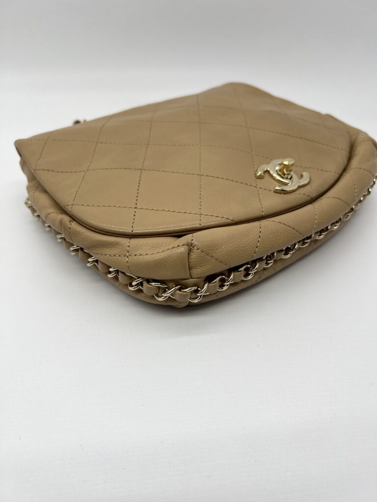 Chanel Round Chain Flap Camel Brown GHW
