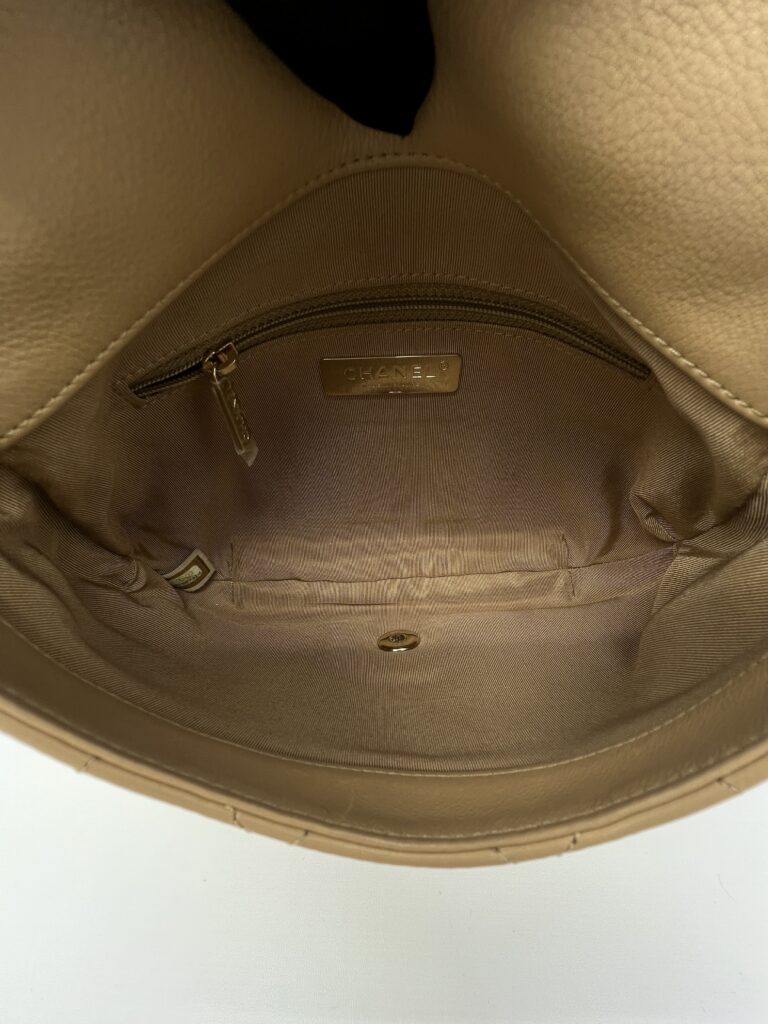 Chanel Round Chain Flap Camel Brown GHW