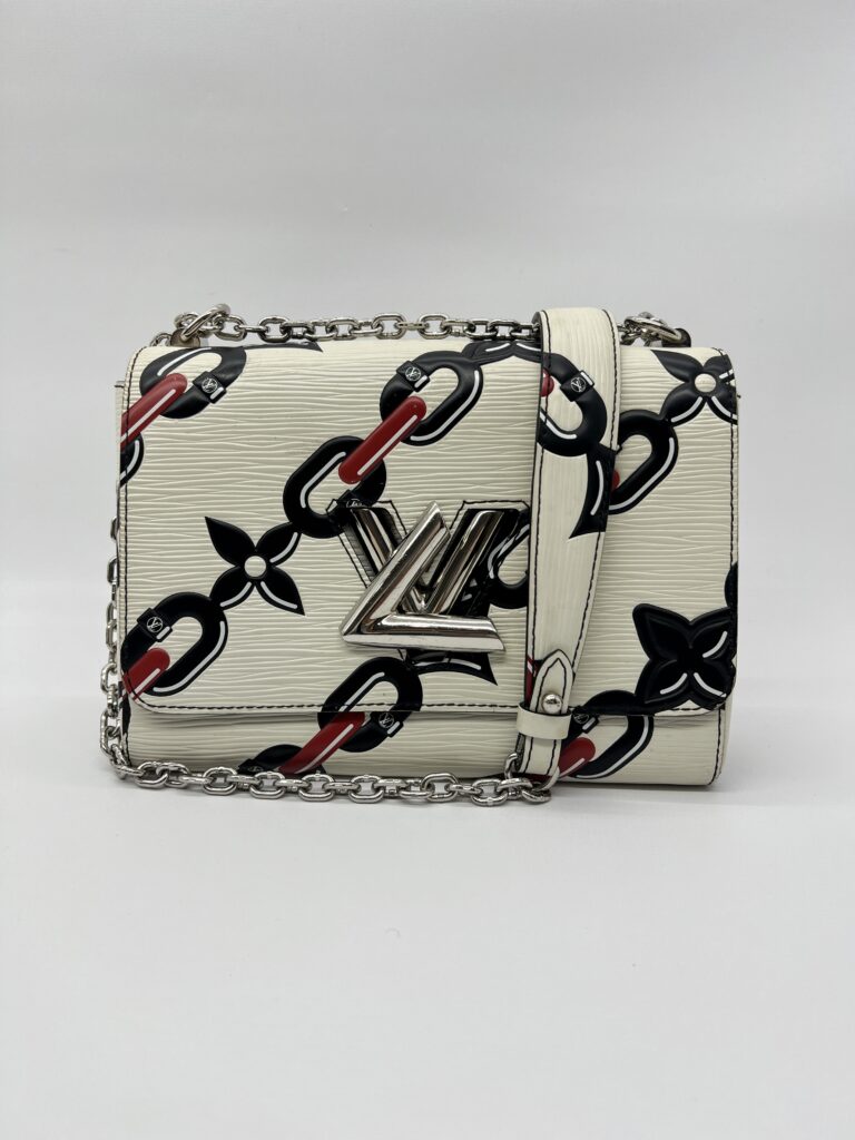 Louis Vuitton Twist MM Epi Chain Flowers White Black Red SHW