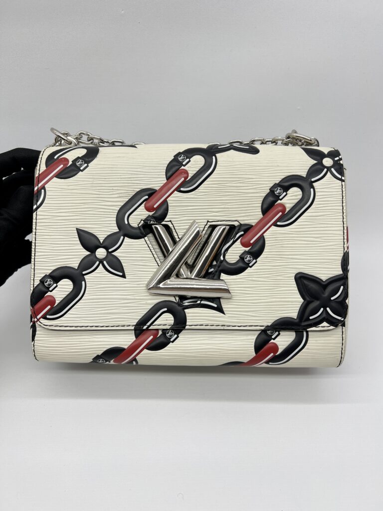 Louis Vuitton Twist MM Epi Chain Flowers White Black Red SHW