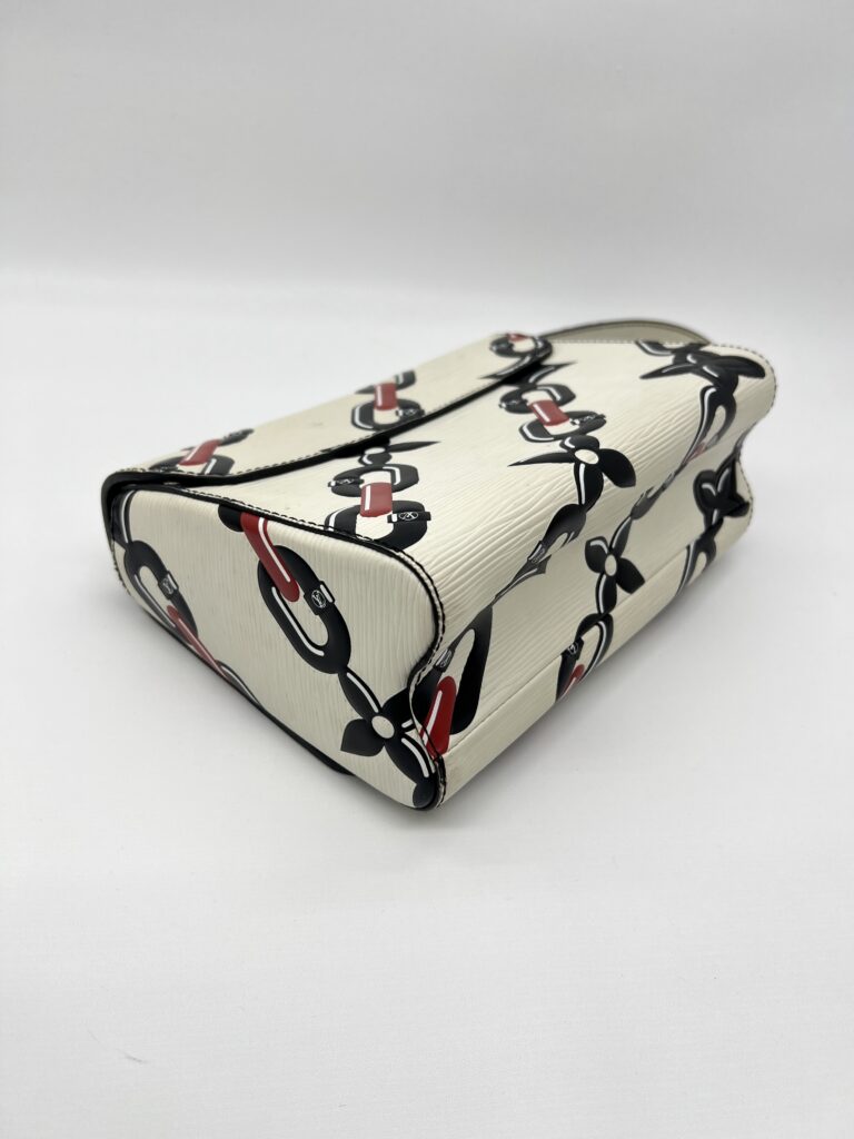 Louis Vuitton Twist MM Epi Chain Flowers White Black Red SHW