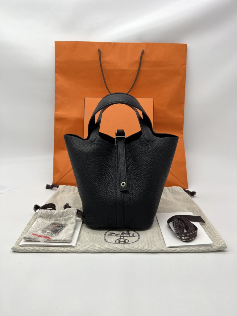 Hermes Picotin 18 Clemence Noir PHW