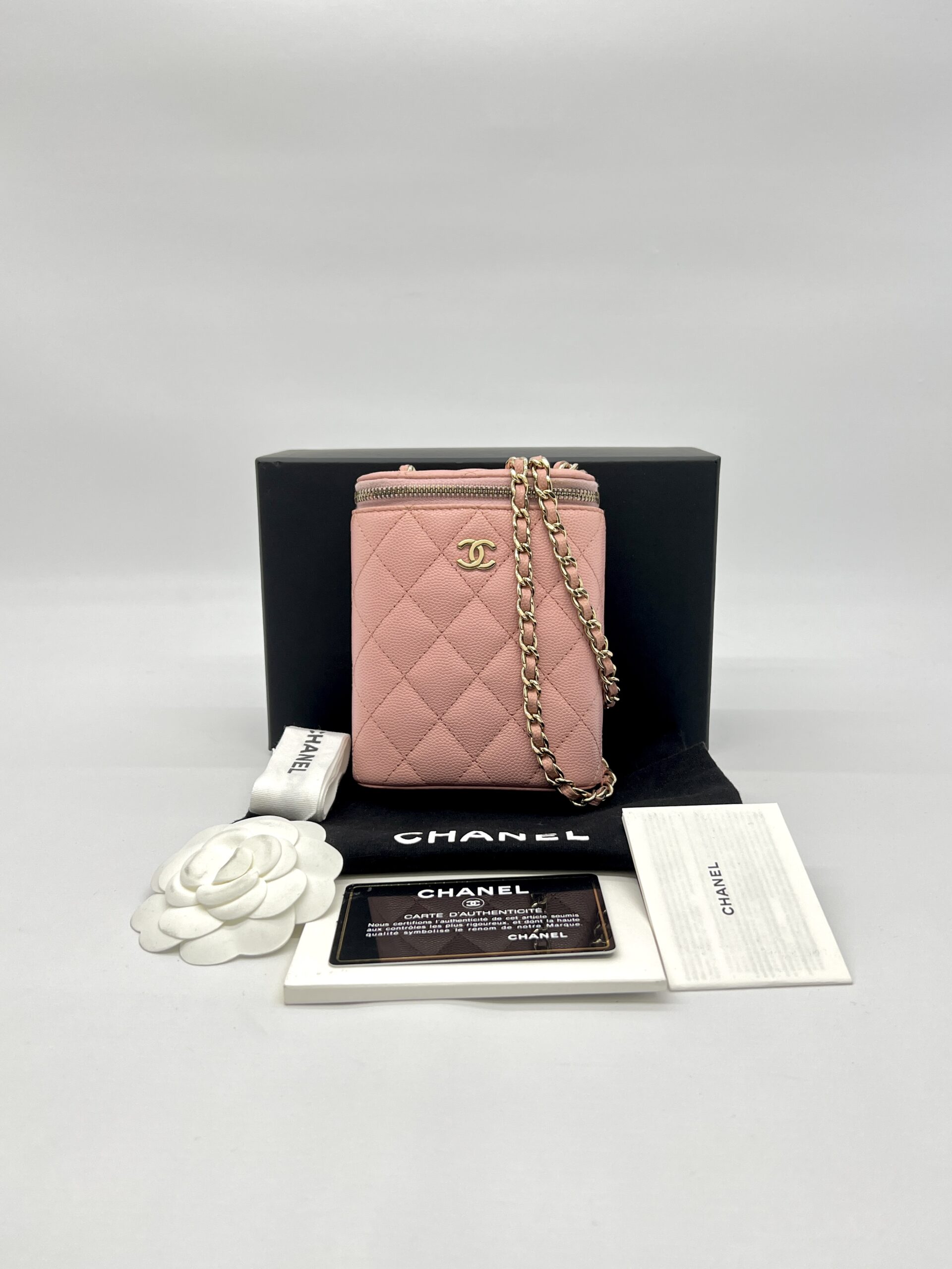 Chanel Vertical Vannity Case Caviar Pink GHW