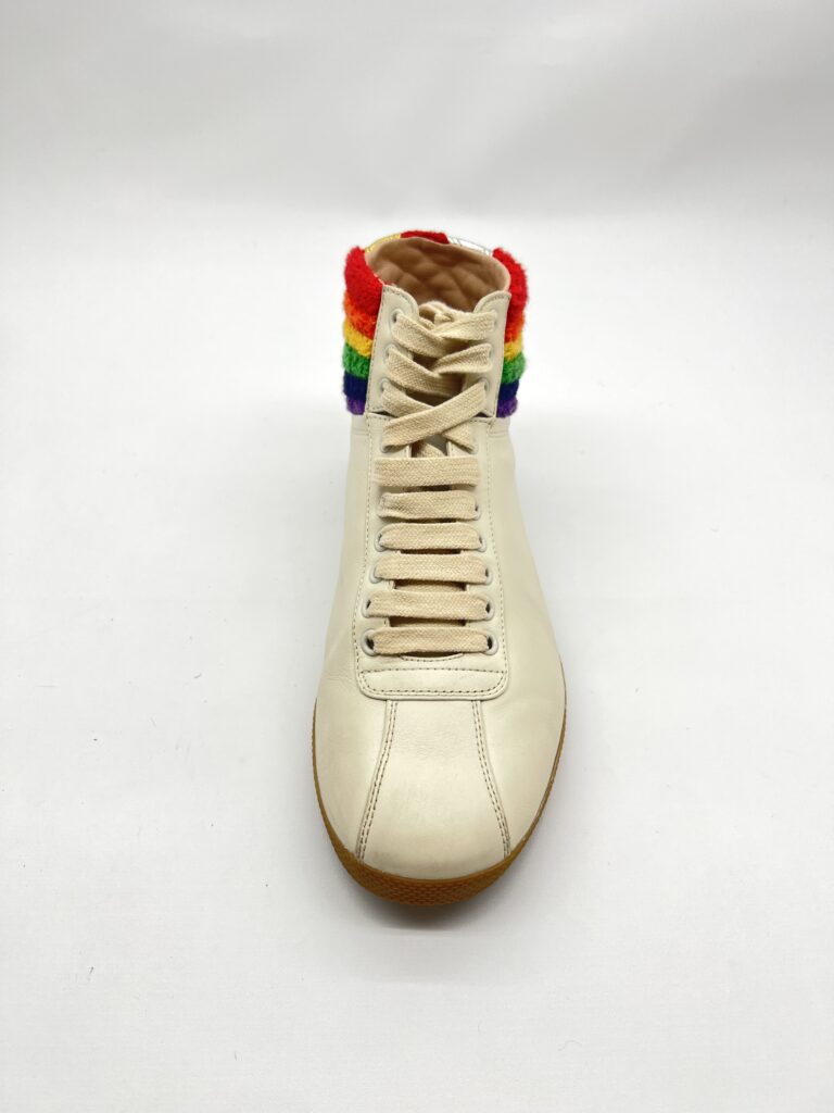 Gucci Bambi Rainbow Collar Terry High Top Leather White/Rainbow Wool