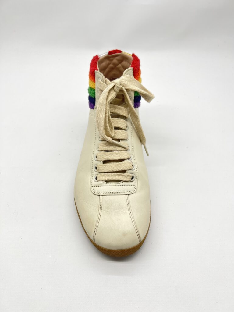 Gucci Bambi Rainbow Collar Terry High Top Leather White/Rainbow Wool