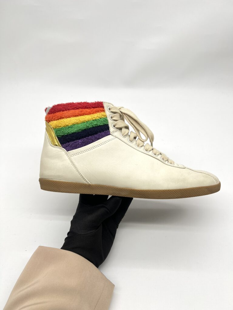 Gucci Bambi Rainbow Collar Terry High Top Leather White/Rainbow Wool