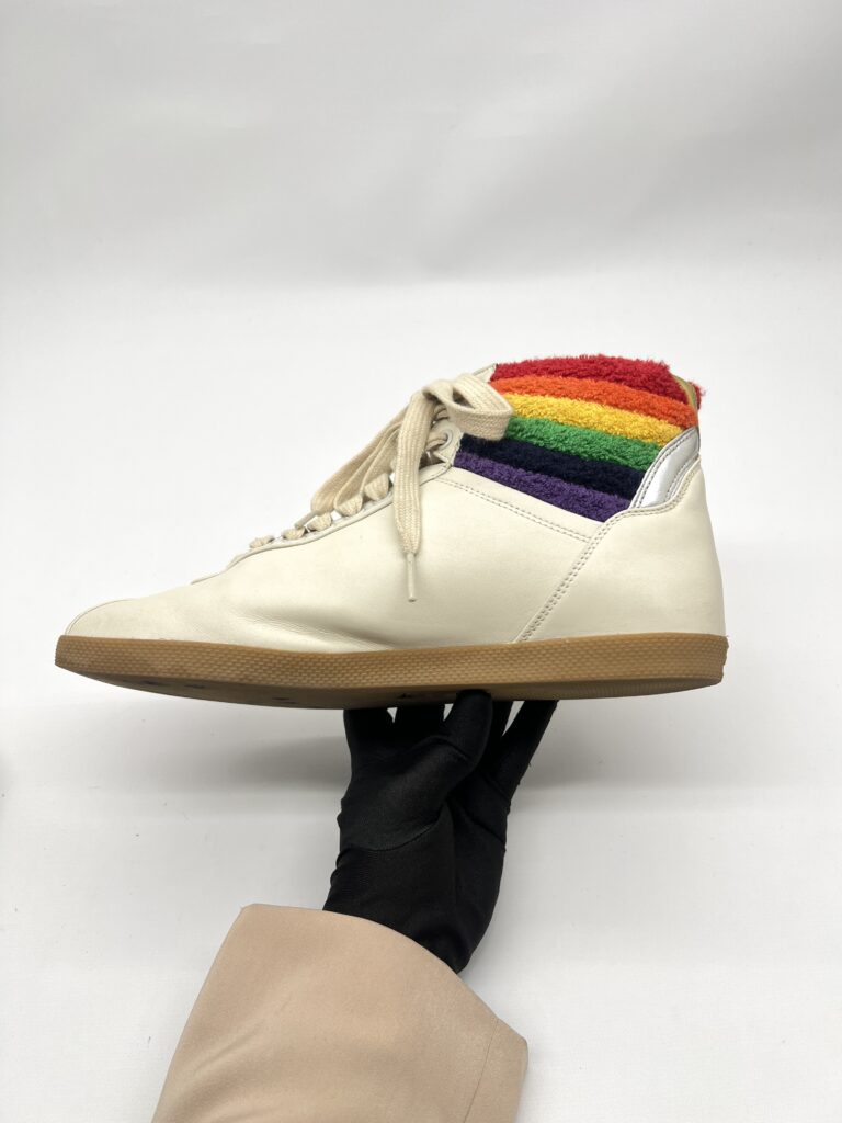 Gucci Bambi Rainbow Collar Terry High Top Leather White/Rainbow Wool