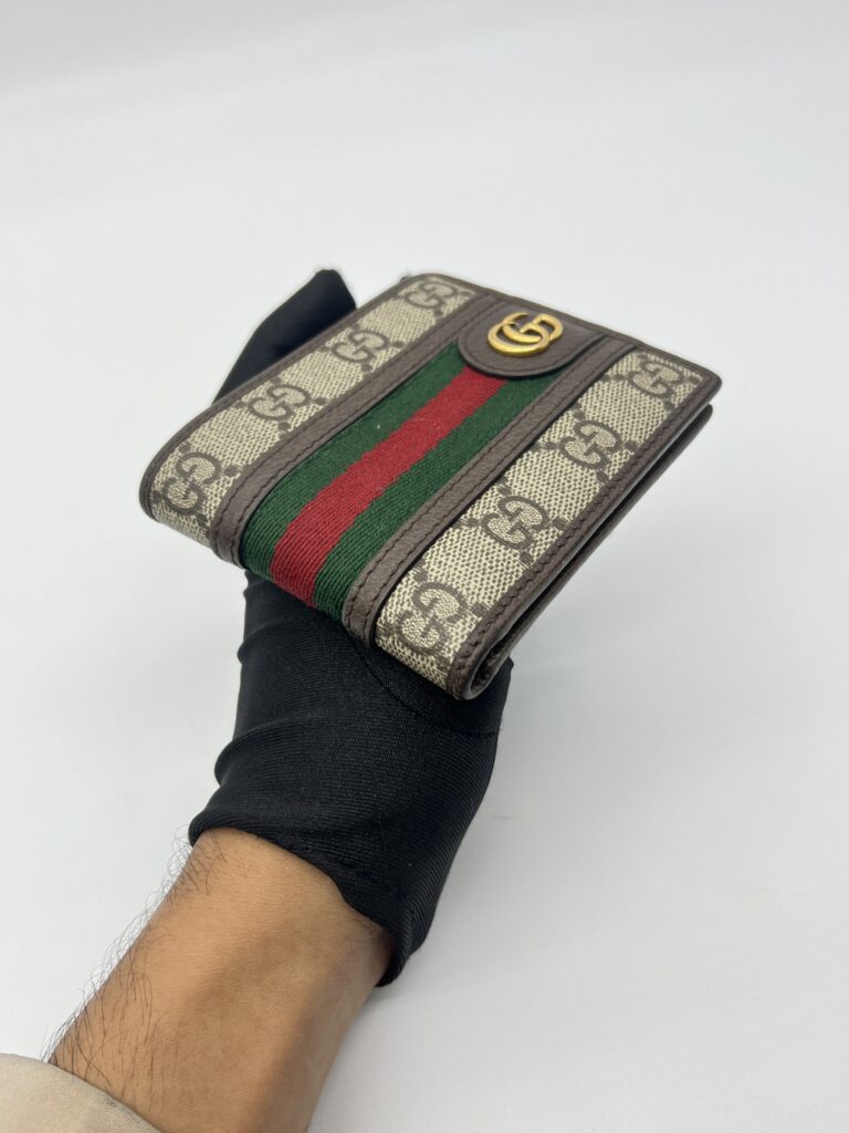 Gucci Ophidia Bifold Wallet GG Supreme Canvas Brown GHW