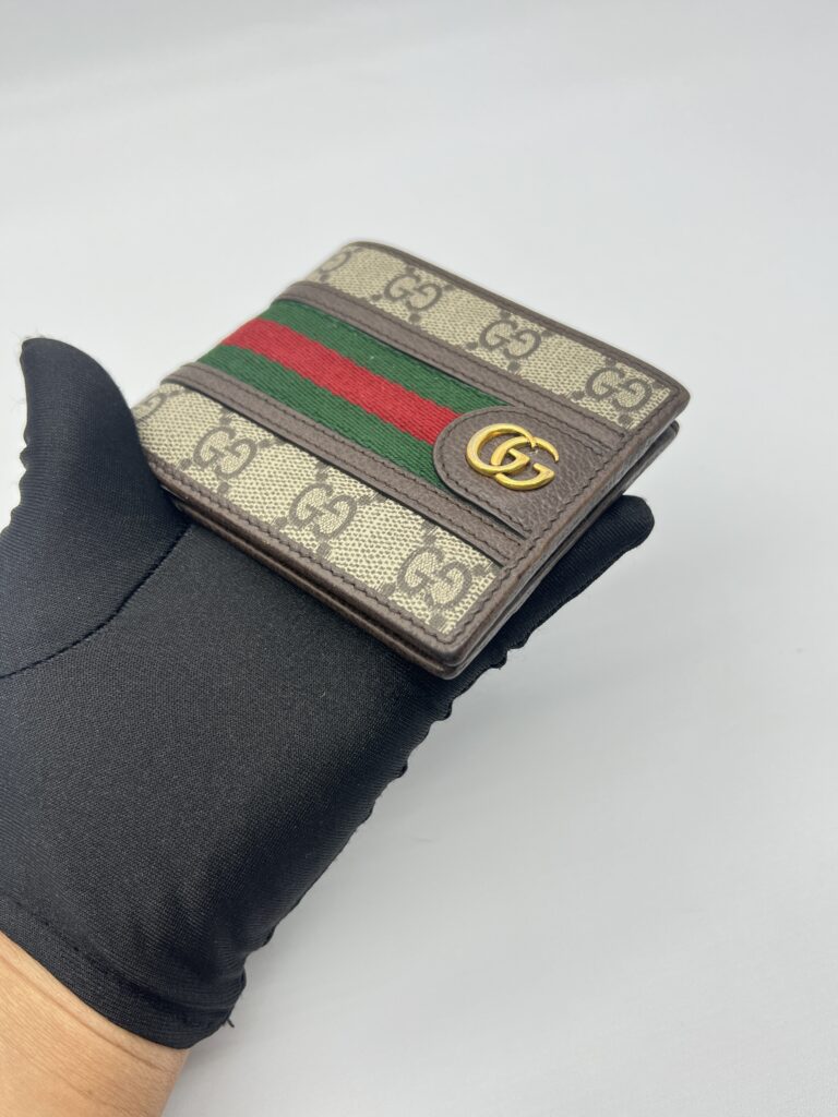 Gucci Ophidia Bifold Wallet GG Supreme Canvas Brown GHW