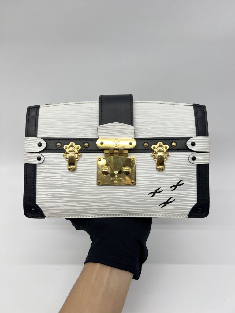 Louis Vuitton Trunk Clutch Epi Black White GHW