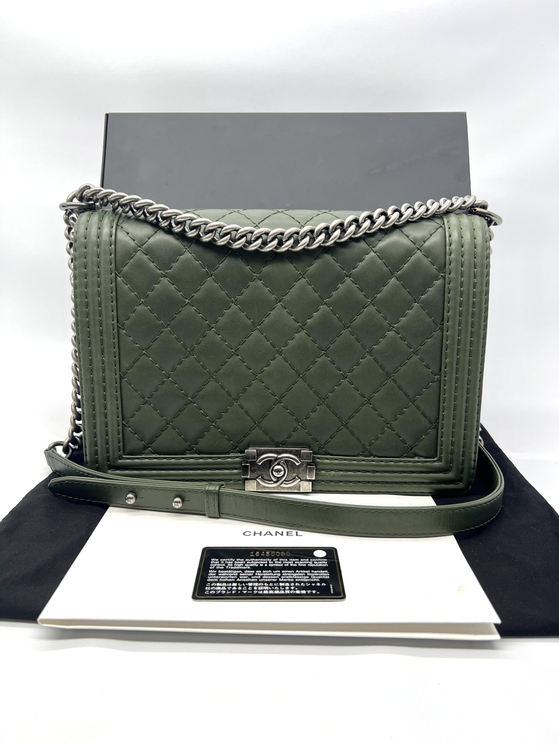 Chanel Boy 30 Lambskin Olive GHW