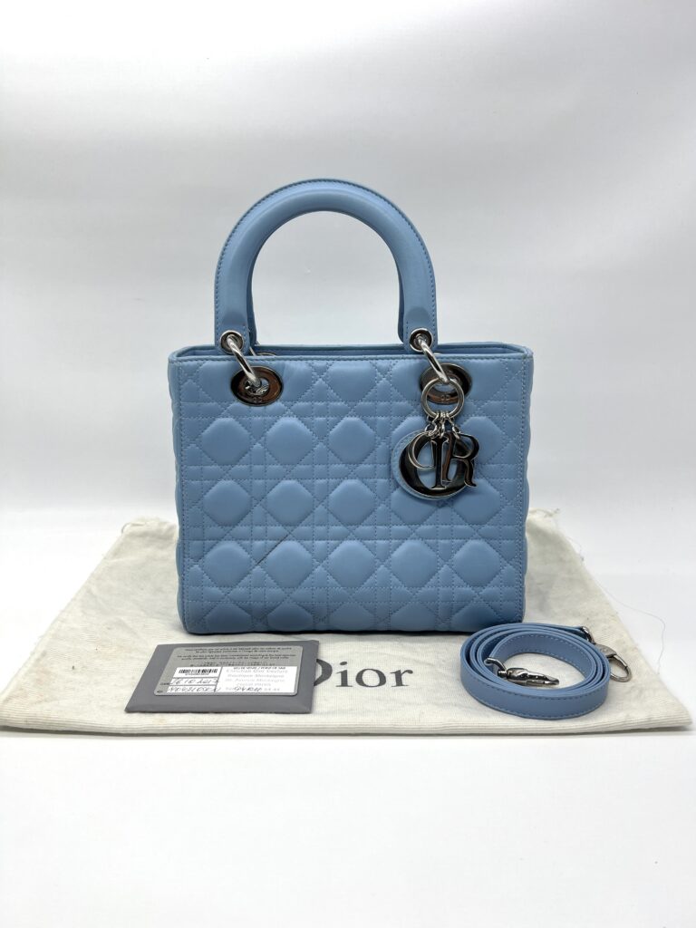 Dior Ladydior Medium Lambskin Blue SHW