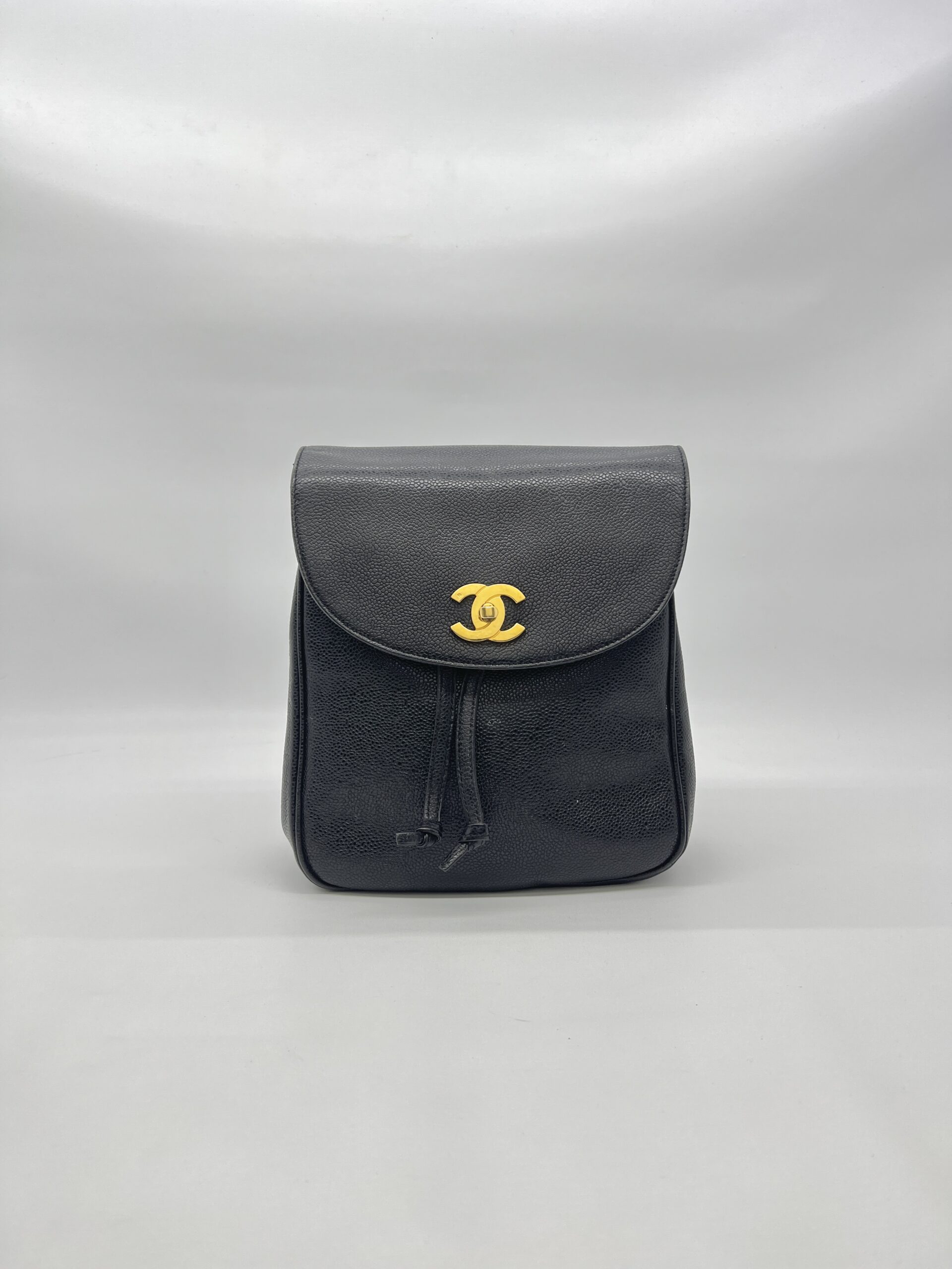 Chanel Vintage CC Backpack Caviar Black GHW