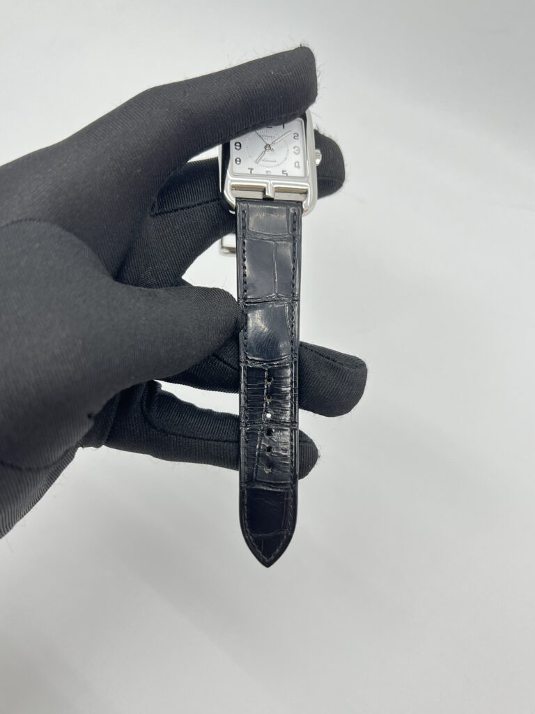 Hermes Cape Cod Automatique Embossed Croco Noir Strap PHW