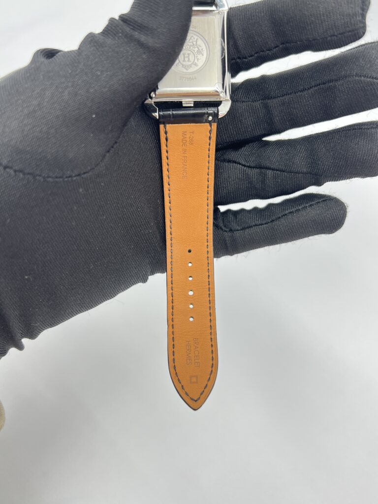 Hermes Cape Cod Automatique Embossed Croco Noir Strap PHW