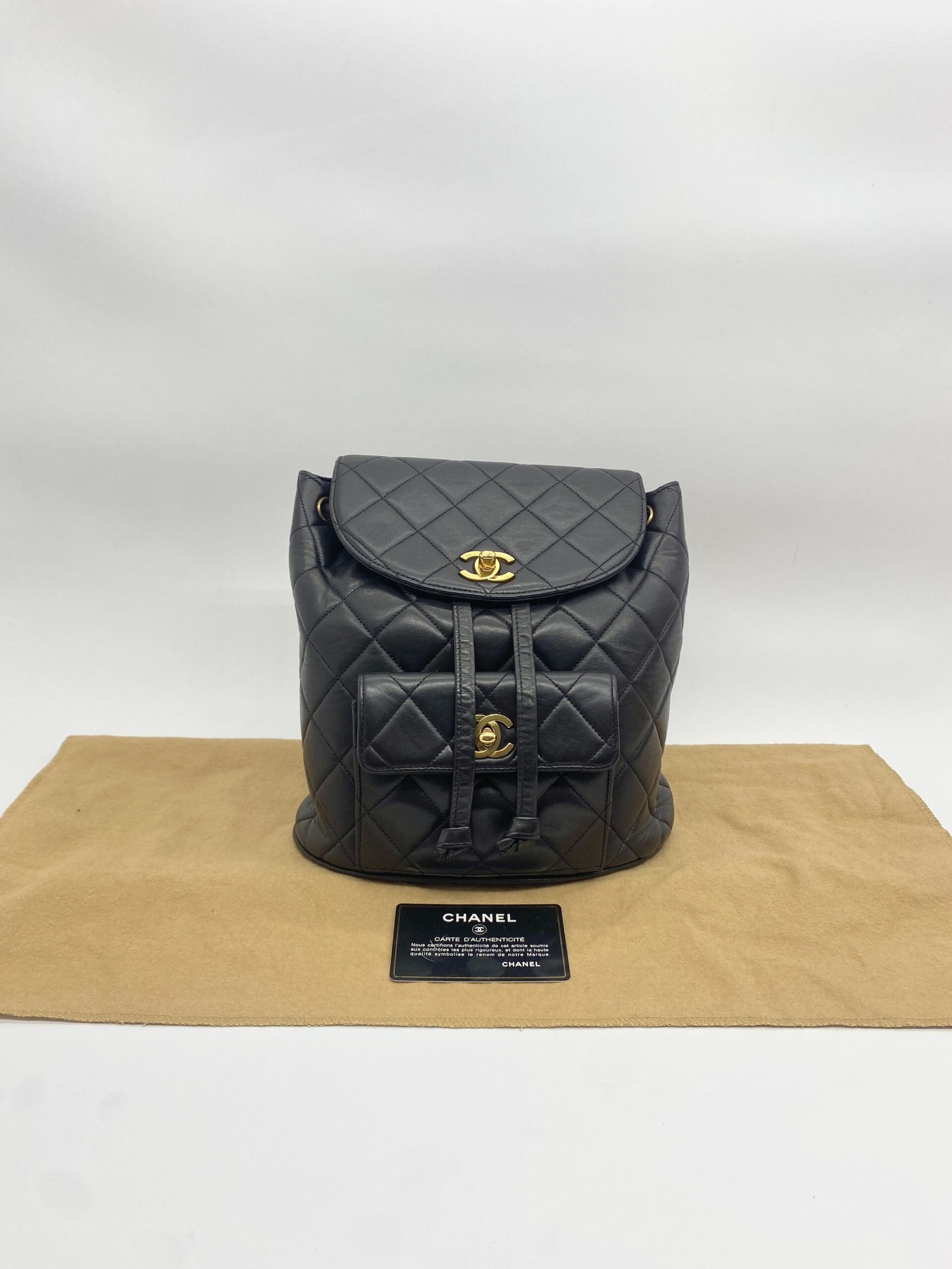Chanel Vintage Duma Backpack Lambskin Black GHW
