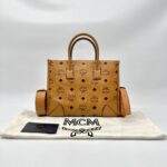 MCM Munchel Small Tote Visetos Canvas Cognac