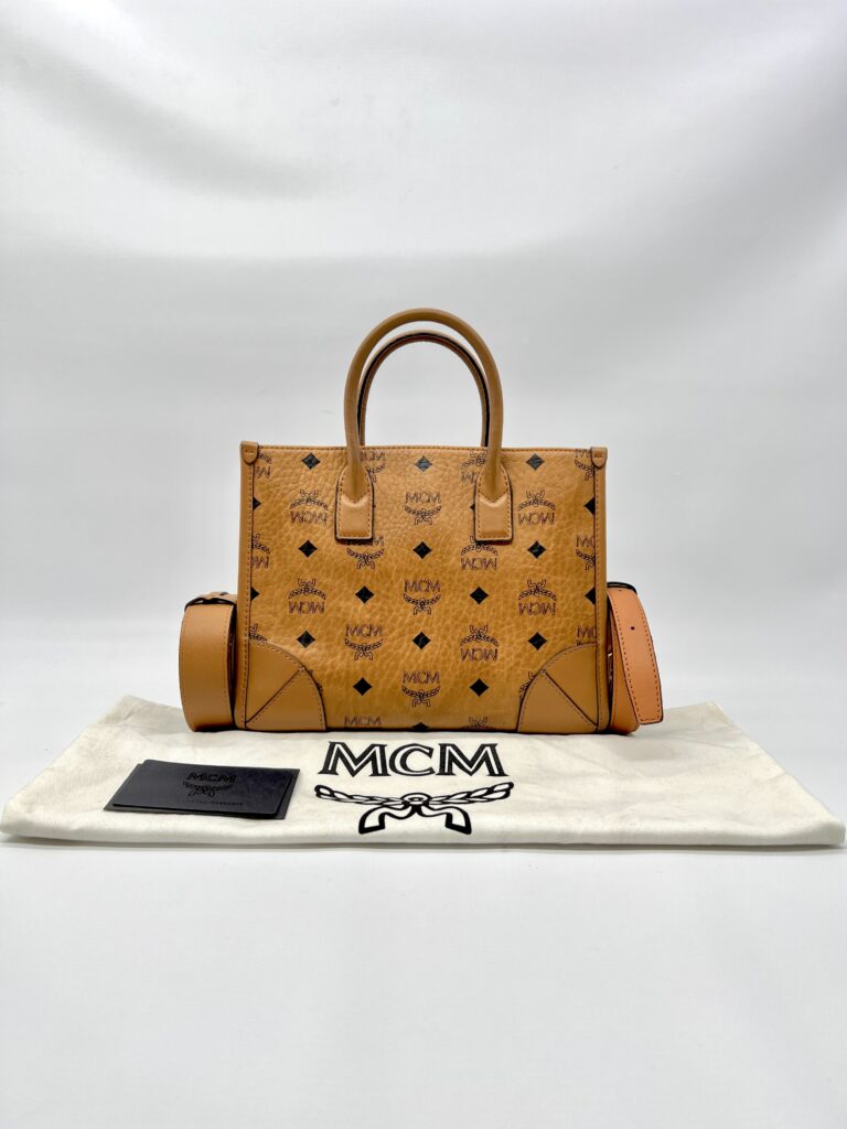 MCM Munchel Small Tote Visetos Canvas Cognac