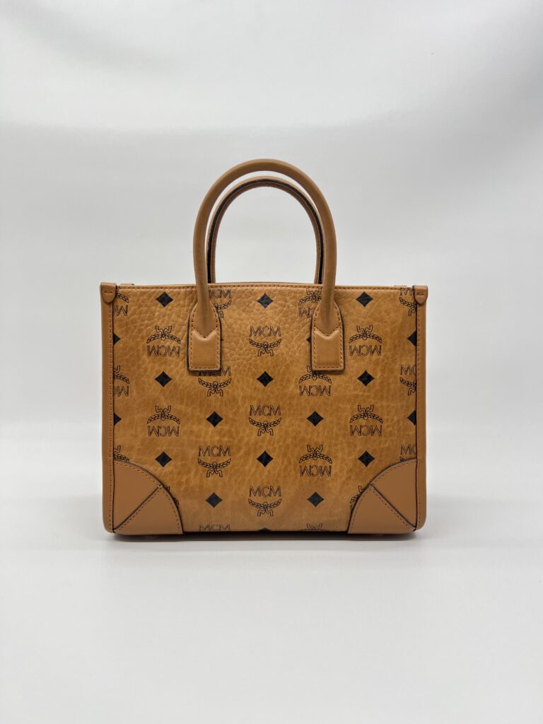 MCM Munchel Small Tote Visetos Canvas Cognac