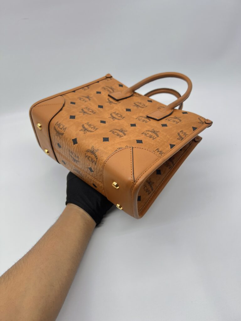 MCM Munchel Small Tote Visetos Canvas Cognac