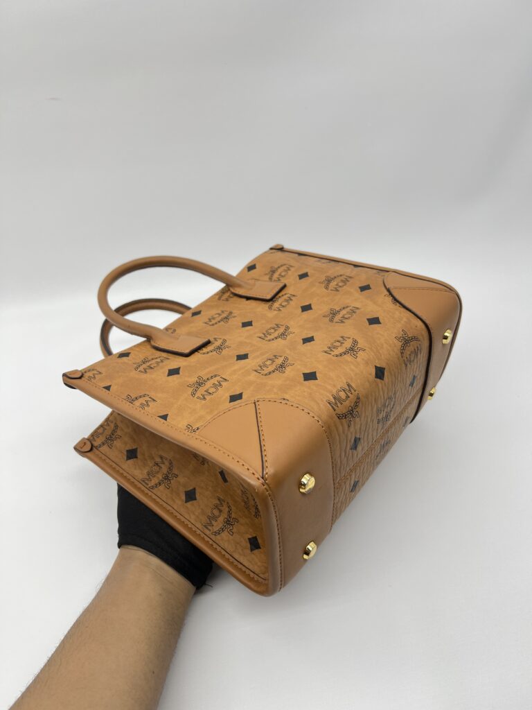 MCM Munchel Small Tote Visetos Canvas Cognac