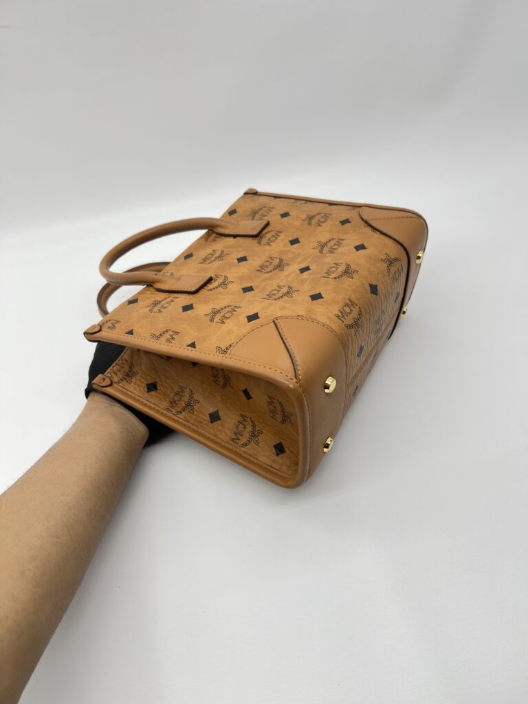 MCM Munchel Small Tote Visetos Canvas Cognac
