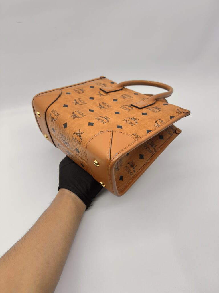 MCM Munchel Small Tote Visetos Canvas Cognac