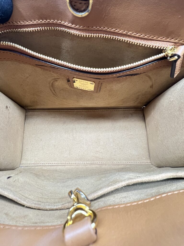MCM Munchel Small Tote Visetos Canvas Cognac