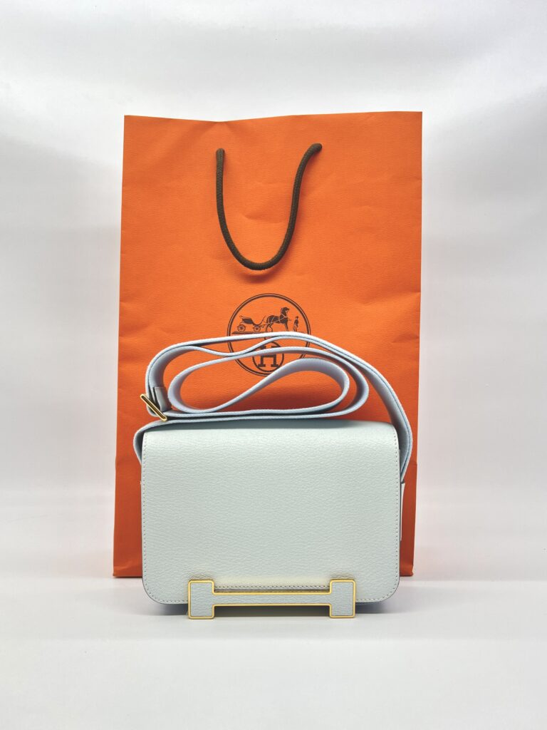 Hermes Geta Chevre Bleu Brume GHW