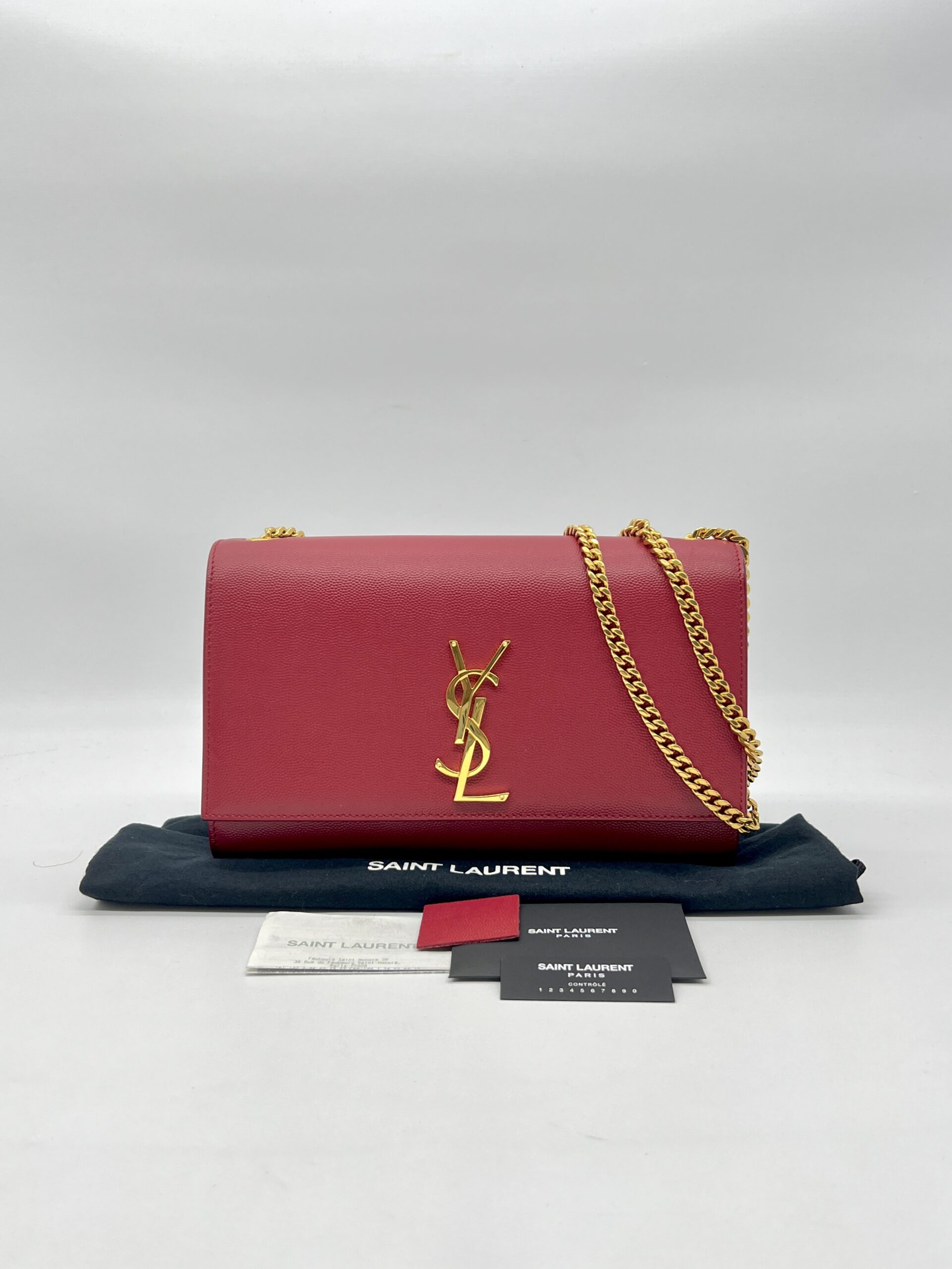 Saint Laurent Kate Medium Grained Red GHW