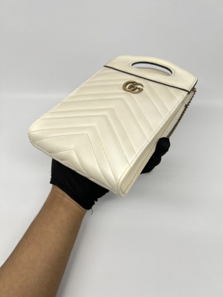 Gucci GG Marmont Slip Handle Matelasse White GHW