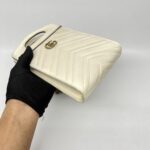 Gucci GG Marmont Slip Handle Matelasse White GHW