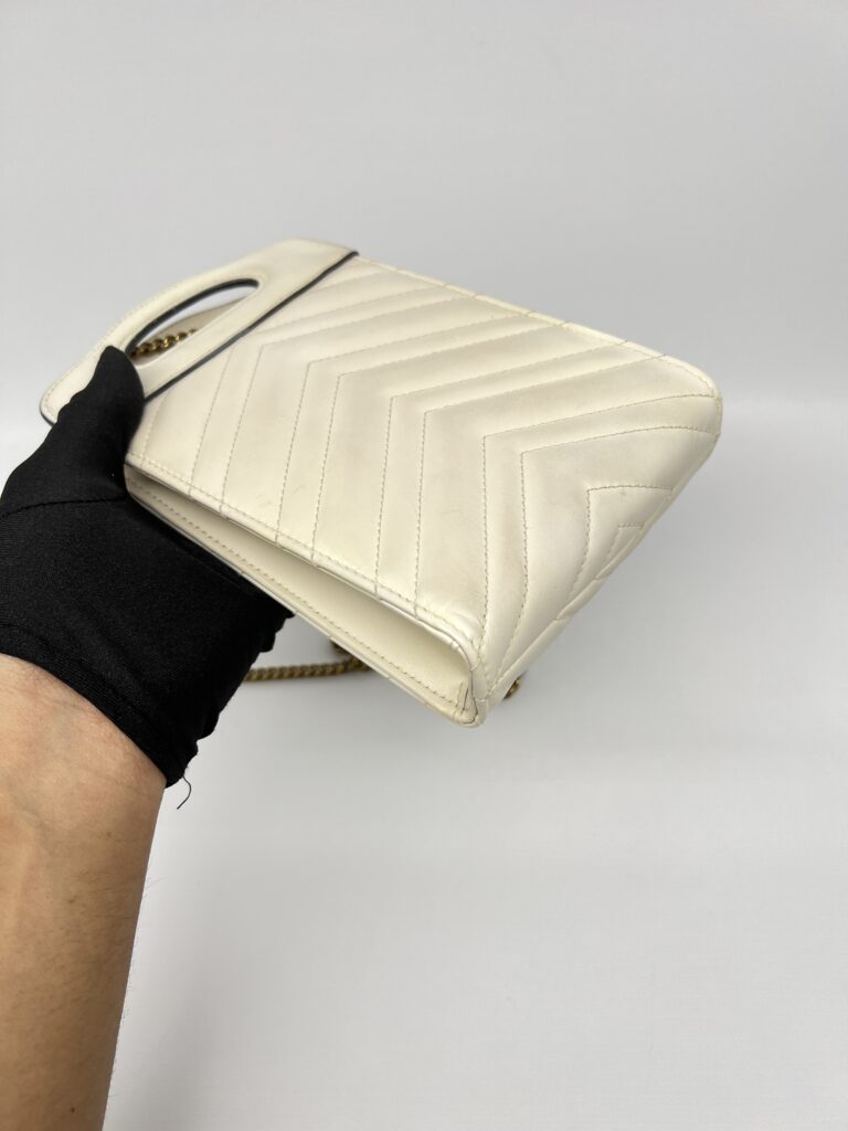 Gucci GG Marmont Slip Handle Matelasse White GHW
