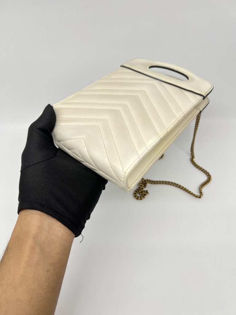 Gucci GG Marmont Slip Handle Matelasse White GHW