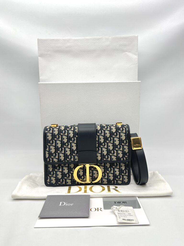 Dior Montaigne 30 Canvas Blue Oblique GHW