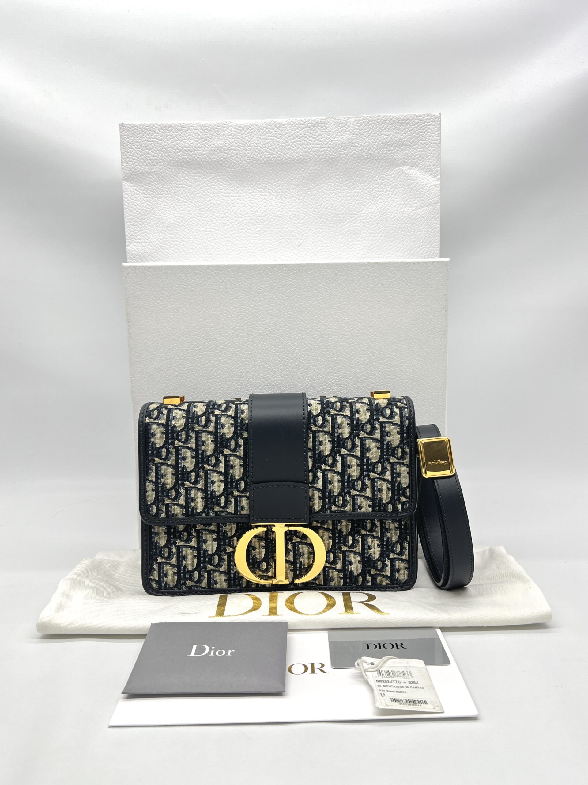 Dior Montaigne 30 Canvas Blue Oblique GHW