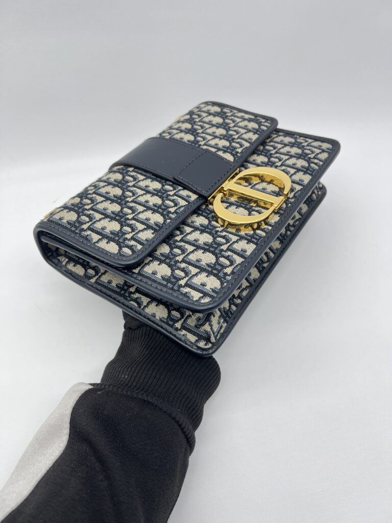 Dior Montaigne 30 Canvas Blue Oblique GHW