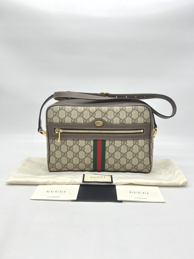 Gucci Ophidia Camera Shoulder GG Supreme Dark Brown GHW