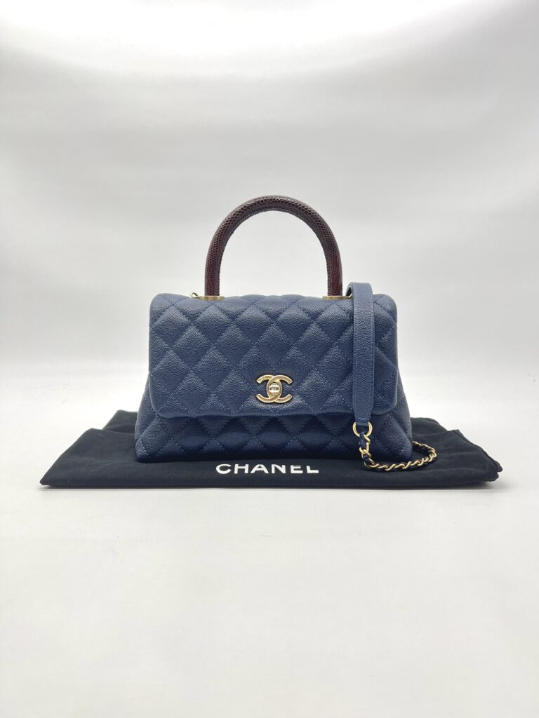 Chanel Small Coco Handle Caviar Blue GHW