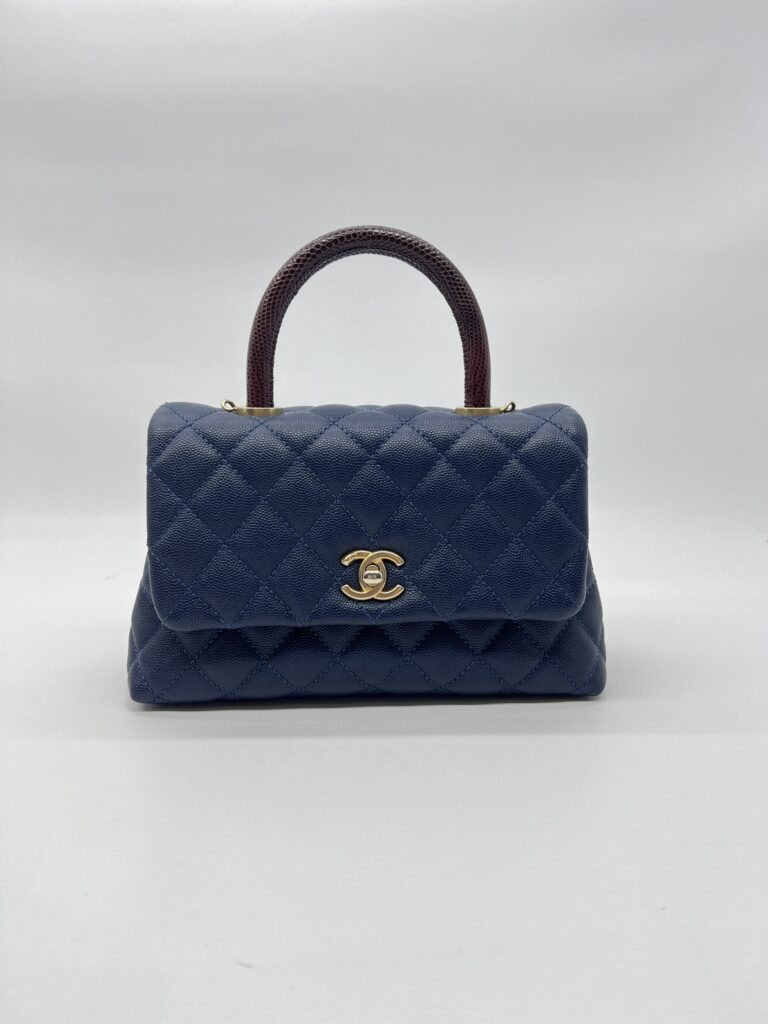 Chanel Small Coco Handle Caviar Blue GHW
