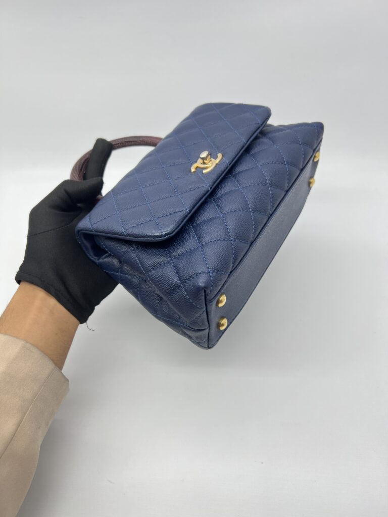 Chanel Small Coco Handle Caviar Blue GHW