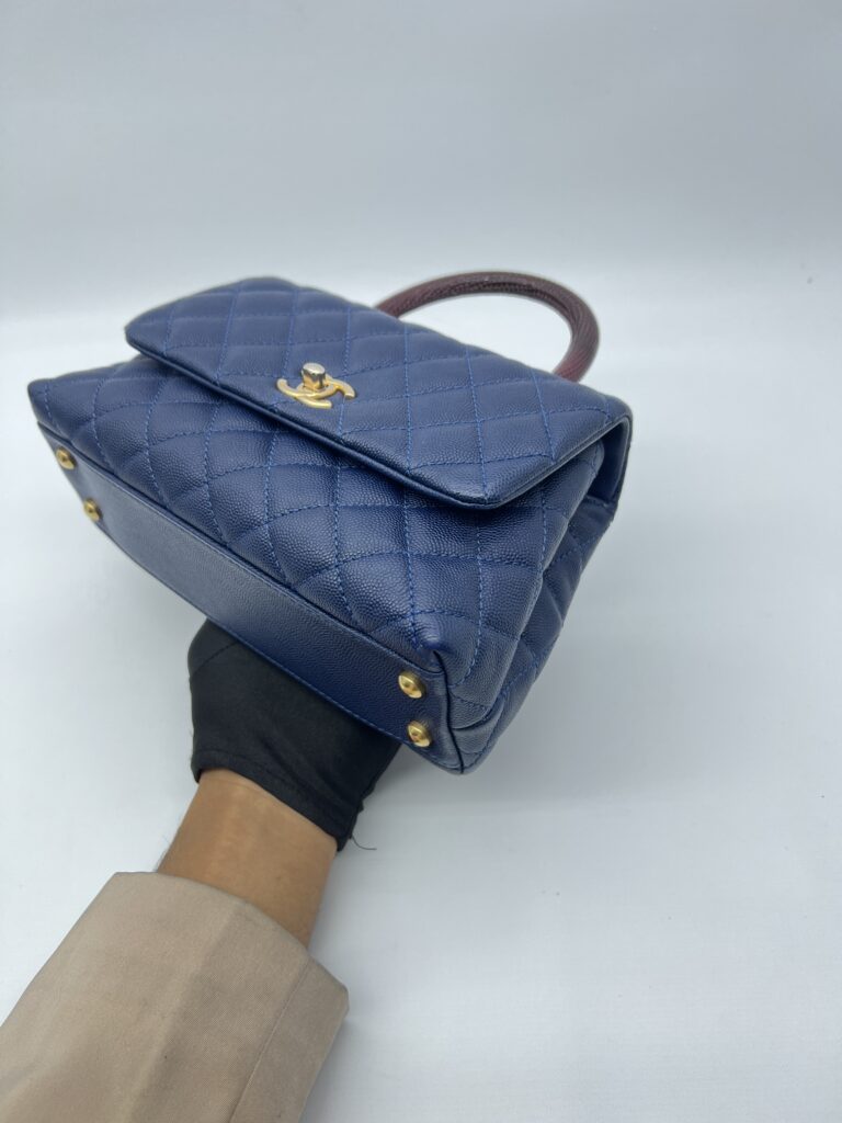 Chanel Small Coco Handle Caviar Blue GHW